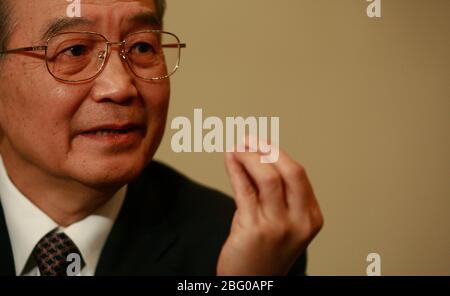 Image ©sous licence de Parsons Media. 31/01/2009. Londres, Royaume-Uni. Le Premier ministre chinois, Wen Jiabao, au Mandarin Oriental Hotel Central London 31 janvier 2009 photo d'Andrew Parsons / Parsons Media Banque D'Images