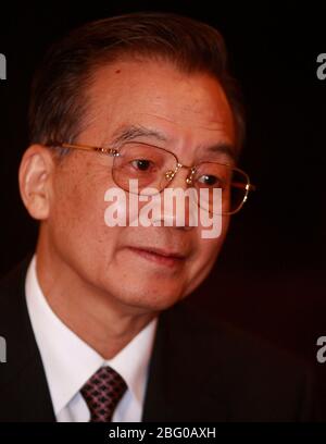 Image ©sous licence de Parsons Media. 31/01/2009. Londres, Royaume-Uni. Le Premier ministre chinois, Wen Jiabao, au Mandarin Oriental Hotel Central London 31 janvier 2009 photo d'Andrew Parsons / Parsons Media Banque D'Images