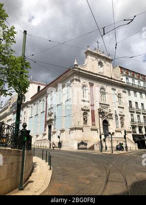 Vider les rues du centre-ville de Lisbonne en raison de la détention de COVID-19 Banque D'Images