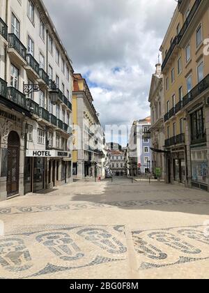 Vider les rues du centre-ville de Lisbonne en raison de la détention de COVID-19 Banque D'Images