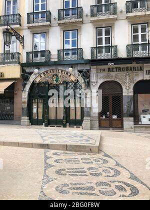 Vider les rues du centre-ville de Lisbonne en raison de la détention de COVID-19 Banque D'Images