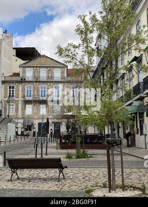 Vider les rues du centre-ville de Lisbonne en raison de la détention de COVID-19 Banque D'Images