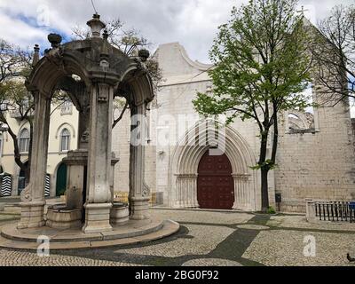 Couvent et place Carmo, Lisbonne Banque D'Images