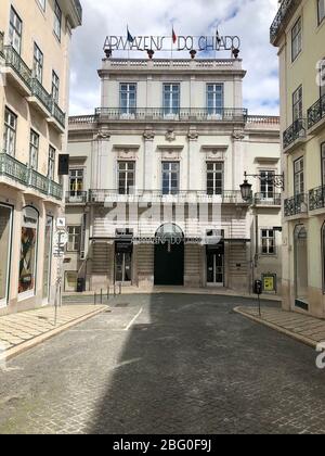 Vider les rues du centre-ville de Lisbonne en raison de la détention de COVID-19 Banque D'Images