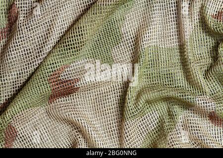 Gros plan sur un foulard militaire en mesh tactique. Banque D'Images