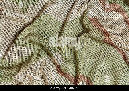 Gros plan sur un foulard militaire en mesh tactique. Banque D'Images