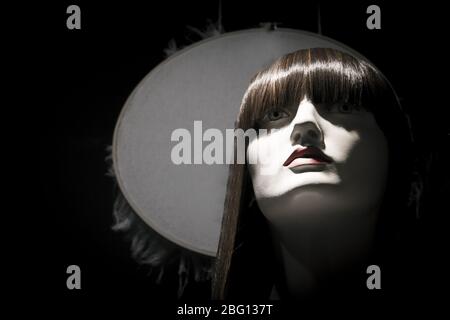 Portrait de mannequin femelle avec cheveux rougeâtre. Pas de gens Banque D'Images