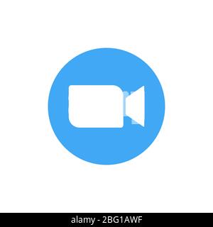 Icône bleue de la caméra : appels vidéo de conférence d'application de diffusion multimédia en direct. SPE 10. Illustration de Vecteur