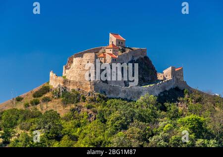 Cetatea Rupea, château refuge, XIIe siècle, sur une colline au-dessus de la ville de Rupea, comté de Brasov, Transylvanie, Roumanie Banque D'Images