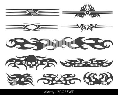 Motif flammes noires de moto de véhicule. Graphiques vectoriels de voiture de course isolés sur fond blanc Illustration de Vecteur