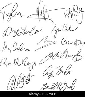 Autographes des signatures manuscrites de stylos pour la livraison et le stock vectoriel de documents commerciaux. Autograph – croquis manuscrit pour les affaires Illustration de Vecteur