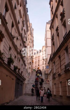 Escaliers de Paris, Montmartre, France. Banque D'Images