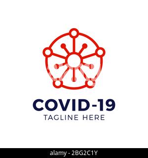 Covid-19 Coronavirus concept inscription typographie design logo. Organisation mondiale de la santé QUI a introduit un nouveau nom officiel pour la maladie de Coronavirus na Illustration de Vecteur