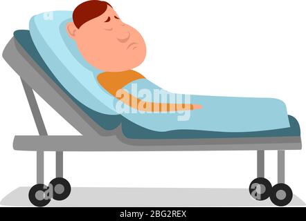 Homme malade dans le lit, illustration, vecteur sur fond blanc Illustration de Vecteur