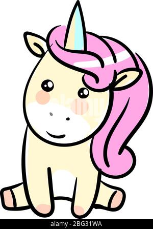 UNICORN assis, illustration, vectoriel sur fond blanc Illustration de Vecteur