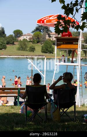 Lougratte Aquitaine en Lot et Garonne, Lac de Lougratte, Lac de Lougratte, Lot-et-Garonne, France du Sud-Ouest, Europe. Banque D'Images