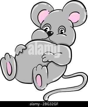 Souris avec gros ventre, illustration, vecteur sur fond blanc Illustration de Vecteur