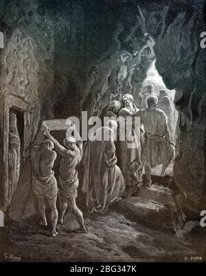 Enterrement de Sarah à Machpelah, boisé par Gustave Doré Banque D'Images