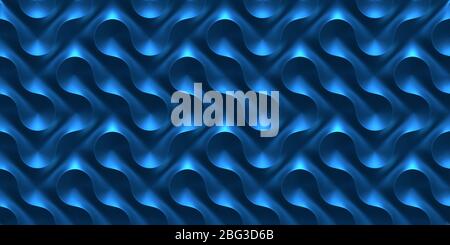 Pantone 2020 bleu métallisé brillant lisse motif vagues lumière et ombre. Panneau décoratif mural 3 dimensions Banque D'Images