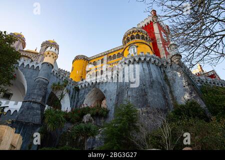 Sintra, Portugal 4 janvier 2019. Palais national de Pena à Sintra, Portugal. Palacio Nacional da Pena Banque D'Images