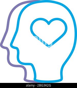 profils humains avec ligne de solidarité de coeur et remplir Illustration de Vecteur