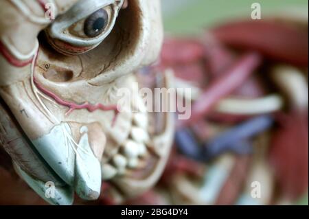 Modèle anatomique montrant la structure squelettique du visage et des épaules. Le détail s'étend aux artères et aux veines. Les modèles anatomiques sont généralement Banque D'Images