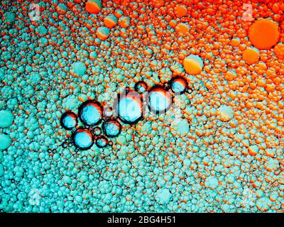 Bulles d'huile et de savon dans l'eau Banque D'Images