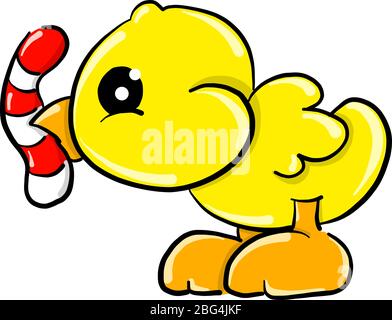 Poulet avec ver, illustration, vecteur sur fond blanc Illustration de Vecteur