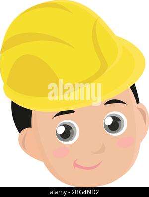 Homme avec casque jaune, illustration, vecteur sur fond blanc Illustration de Vecteur
