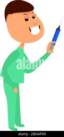 Médecin avec seringue, illustration, vecteur sur fond blanc Illustration de Vecteur