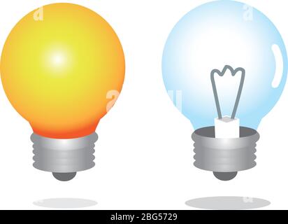 Deux ampoules s'allument, l'une d'elles. Peut également utiliser pour le concept de créativité et d'innovation. Illustration vectorielle. Illustration de Vecteur
