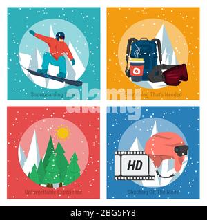 Quatre concepts de snowboard sports Illustration de Vecteur