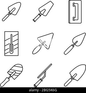 Ensemble d'icônes d'outil truelle. Ensemble de contours d'icônes vectorielles d'outil de truelle pour la conception de sites Web isolés sur fond blanc Illustration de Vecteur