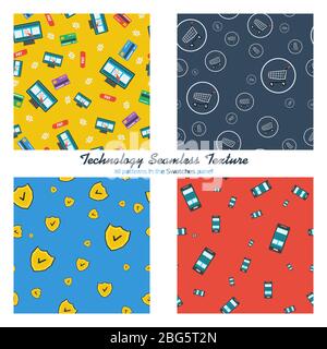 Quatre modèles de shopping en ligne et mobiles Illustration de Vecteur
