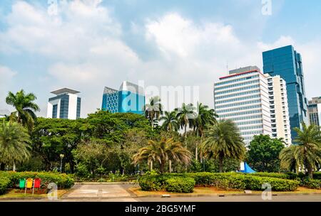 Vue sur Jakarta depuis le parc Monas - Indonésie Banque D'Images