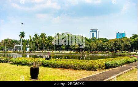 Vue sur Jakarta depuis le parc Monas - Indonésie Banque D'Images