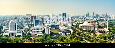 Panorama aérien de Jakarta, la capitale de l'Indonésie Banque D'Images