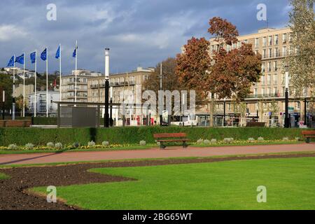 Les jardins de l'Hôtel de ville,Le Havre,Normandie,France,Europe Banque D'Images