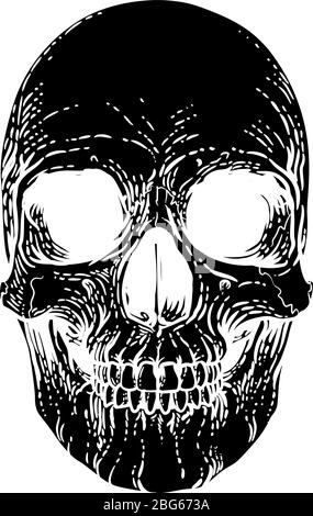 Grim Reaper Skull Vintage Illustration gravure sur bois Illustration de Vecteur