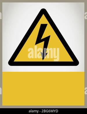 Avertissement danger de signe haute tension, carte de mise en garde vide Banque D'Images