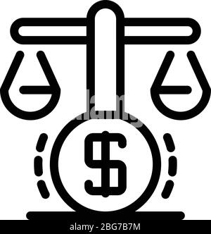 Icône échelles et dollar, style de contour Illustration de Vecteur