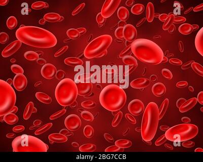 Globules rouges. Antécédents vectoriels en hématologie médicale avec érythrocytes macro 3-d. Illustration de la diffusion de l'hémoglobine de proximité, plasma avec érythrocytes Illustration de Vecteur