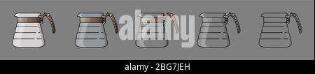Serveur de café. Dispositif de préparation du café. Pour le menu, dans la barre. Ligne noire sur fond gris Illustration de Vecteur