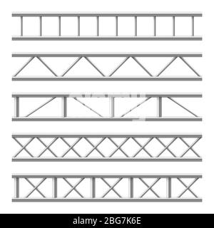 Structure sans soudure à poutre en acier. Cadre métallique pour panneaux d'affichage. Ensemble de vecteurs isolés. Illustration de la structure en acier métallique, structure de châssis i Illustration de Vecteur