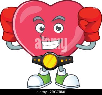 Un coeur sportif notification médicale boxe athlète dessin animé mascotte style Illustration de Vecteur