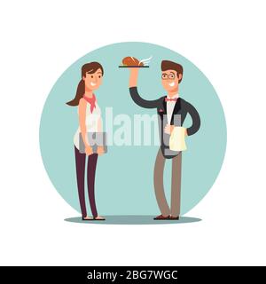 Le personnel souriant du restaurant dans la cuisine uniforme vecteur personnages icône isolé sur l'illustration blanche Illustration de Vecteur