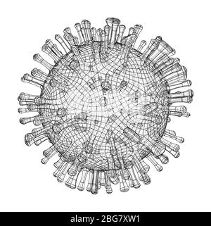 Modèle vectoriel de trame filaire d'un virus Illustration de Vecteur