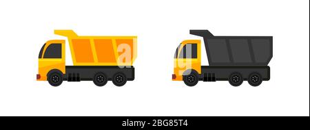 Icône de camion de vidage isolée sur fond blanc, illustration vectorielle de l'entraînement de transport industriel pour la construction, le bâtiment et le fret. Illustration de Vecteur