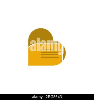 Modèle de concept de conception de logo de dossier et de document, en forme de coeur, moderne et unique logo. Isolé sur fond blanc. Illustration de Vecteur