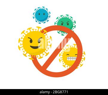 Arrêtez le jeu d'icônes d'émotiji conceptuel du coronavirus. Illustration vectorielle, arrière-plan et bannière Illustration de Vecteur